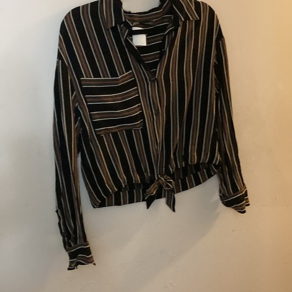 ZARA BLACK & BROWN BLOUSE - Picture 5 of 8